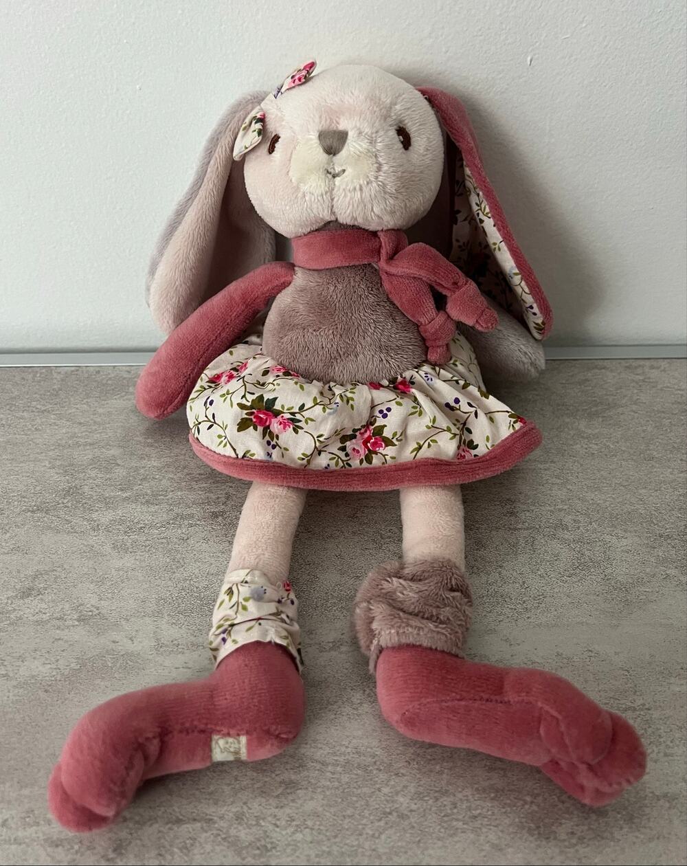 Bukowski Design Bunny Rabbit Soft Plush Stuffed Animal Pink Floral Skirt